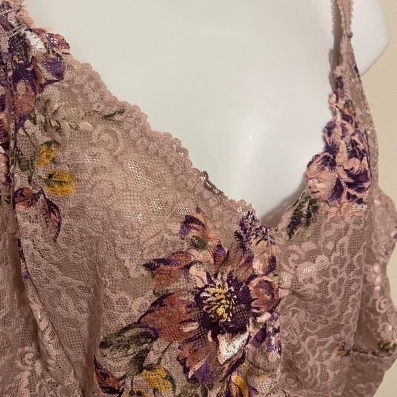 Torrid curves Unlined Lace Crop Bralette floral mauve plus size bra undergarment - Picture 9 of 10
